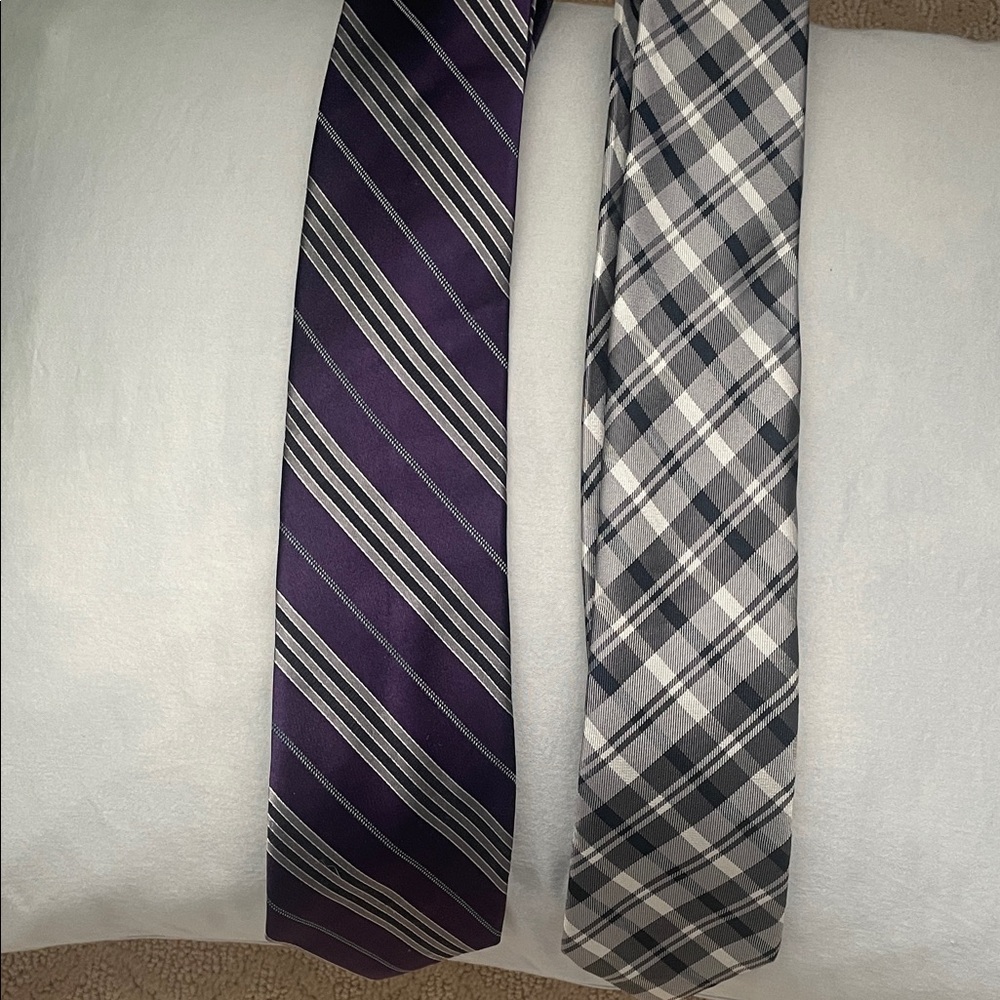 DKNY Purple and  Jos  bank Gray Striped Men's Tie